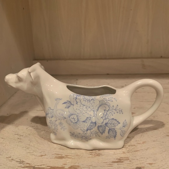 Burleigh Blue Asiatic Pheasants Cow Creamer Harrods 7” x 2.5”